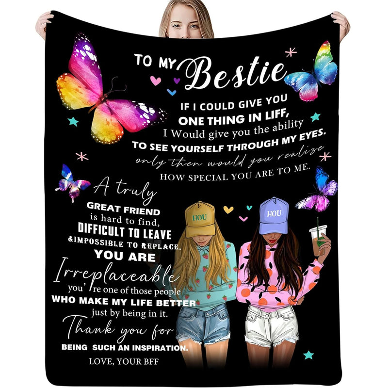 To My Bestie Blanket, Ultra-Soft Fuzzy Fleece Throw Blanket, Friendship For Wo