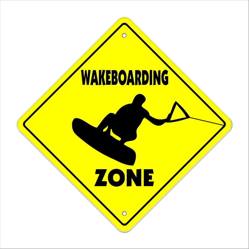 Wakeboarding Crossing Sign Zone Xing | Indoor/Outdoor | 12" Tall Plastic Sign