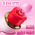 Vibrator Adult Sex Toys For Women - 3In1 Sucking Vibrator Rose Sex Toy, 3 Sucking, 10 Tongue Licking & Vibrating Adult Toys, Ultra Soft Mouth Clit Sucker Clitoral G Spot Vibrators For Female Couples