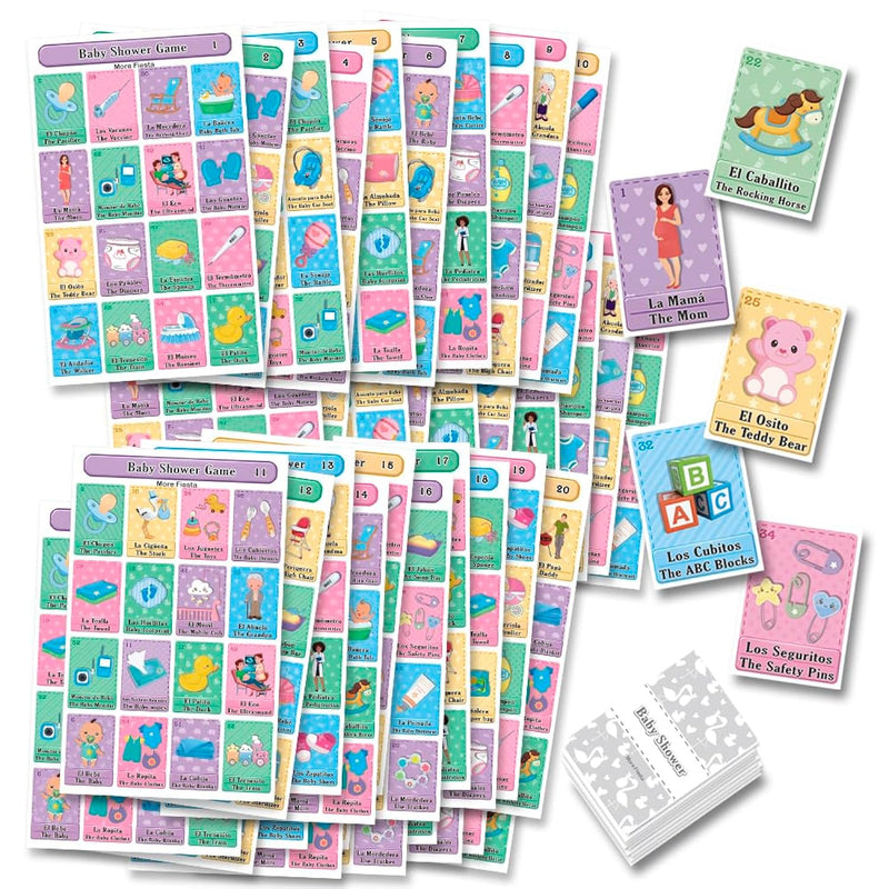 Baby Shower Bingo Bilingual English And Spanish, For Up To 50 Players