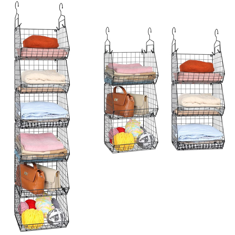 6 Tier Closet Hanging Organizer, Clothes Hanging Shelves With 4 Hanging Hooks 5