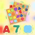Wooden Alphabet and Number Puzzle Set for Kids Ages 3-5