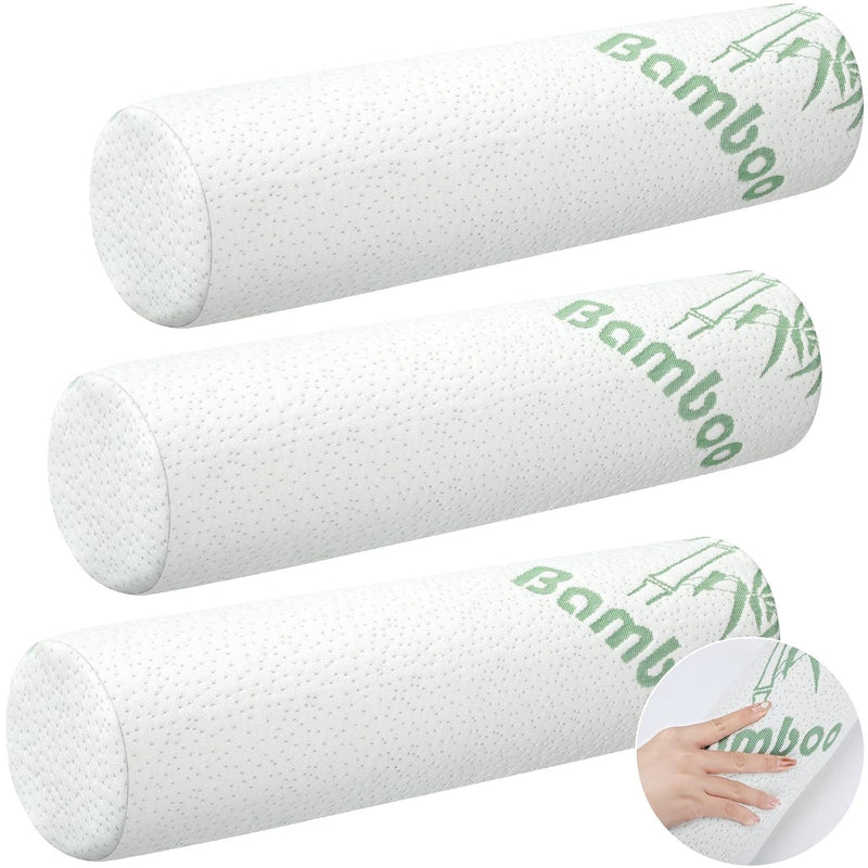 3 Pack Bamboo Cervical Neck Roll Memory Foam Pillow Cylinder Bolster Pillow Fo