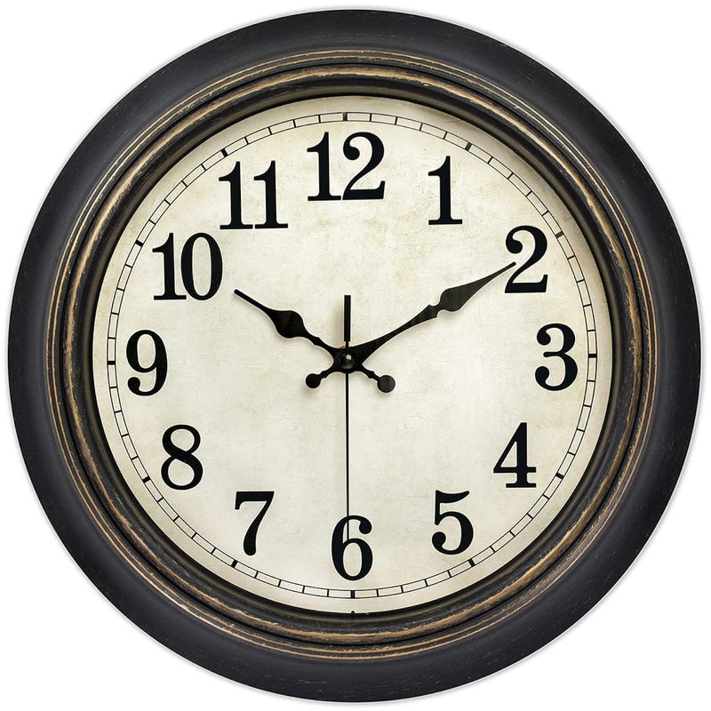 14 Inches Retro Wall Clock, Silent Non Ticking Battery Operated Movement, Home