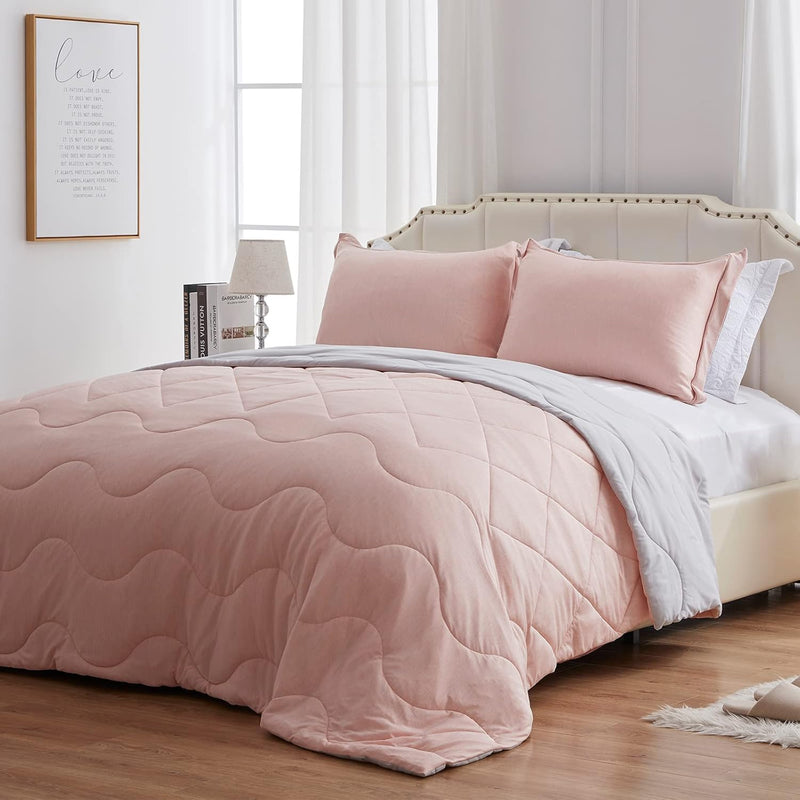 Warm&Cooling Comforter Set Reversible All Season Down Alternative Bed Comforte