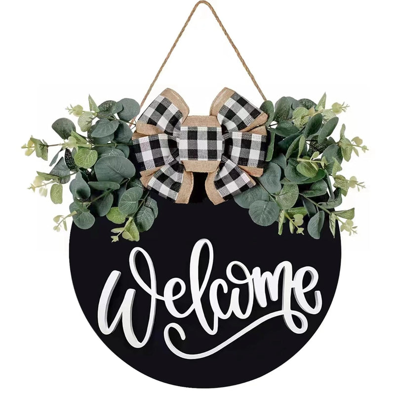 Welcome Sign For Front Door Porch Decor Farmhouse Wreath Wall Decor F30Cm Roun