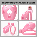 Lightweight Resin Chastity Cage – Discreet Male Device with Invisible Lock & 4 Rings