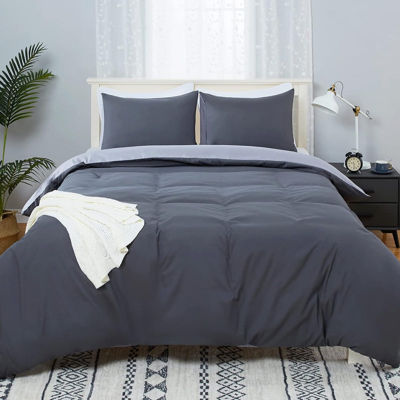 Duvet Cover Queen Size, 3 Pieces Double Brushed Microfiber Duvet Cover Set, Al
