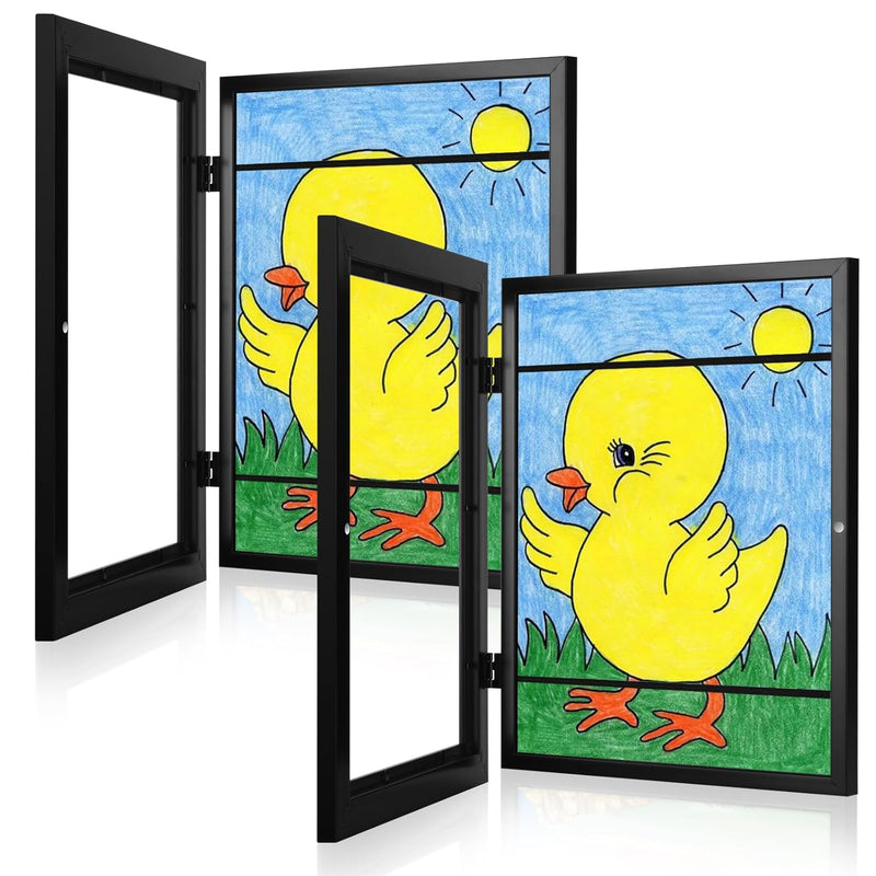 [2-Pack] Kids Frames, 8.5X11 Front Opening Kids Artwork Frames Changeable, Bla