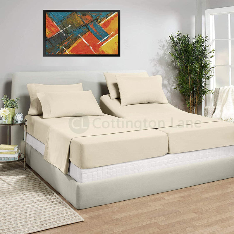 Split California King Sheets Sets For Adjustable Beds 100% Cotton Bed Sheets-5
