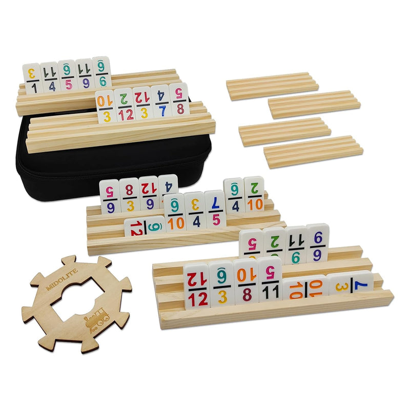 Mexican Train Dominoes Set With Numbers And 8 Wooden Racks, Double 12 Domin