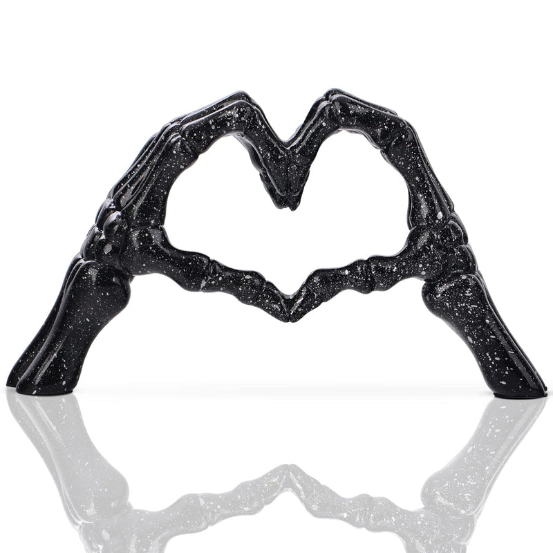 Black Hand Gesture Desk Statues Love Ornaments,Skull Couple Statue, Creative W