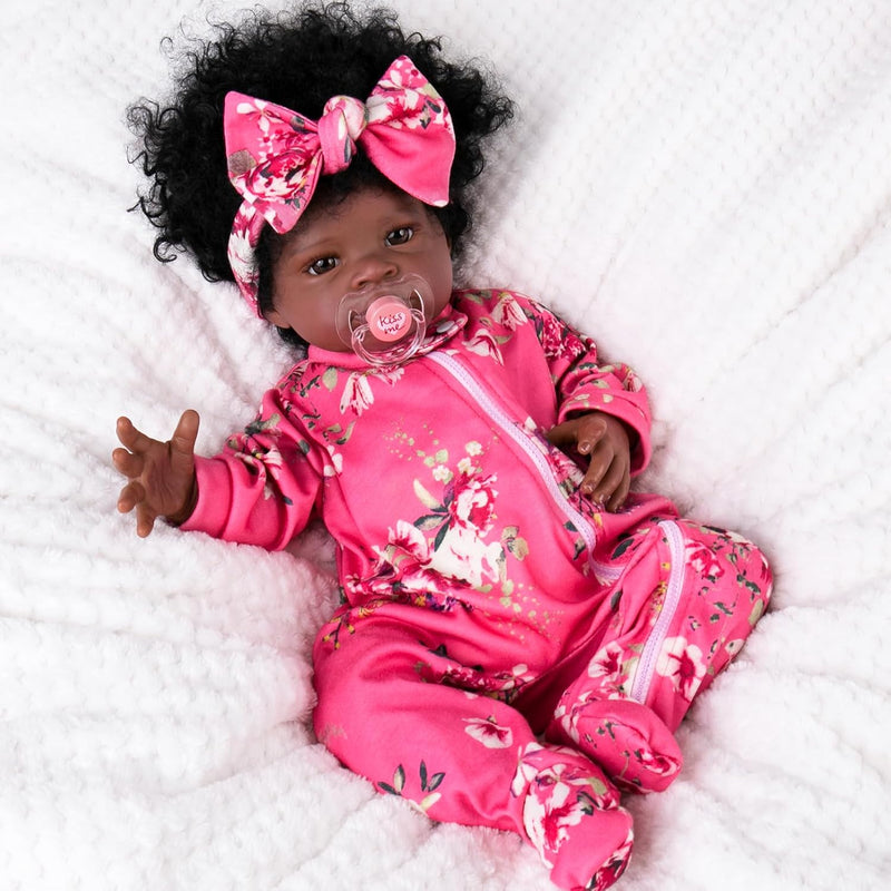 Lifelike Black Reborn Baby Girl Dolls 20 Inch Black American Realistic Newb