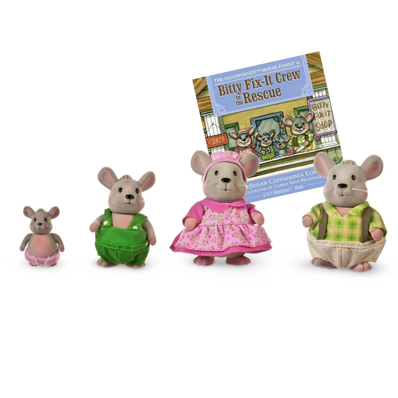 Li'l Woodzeez – Handydandy Mice Family Set – 4 Collectible Doll Figures wit