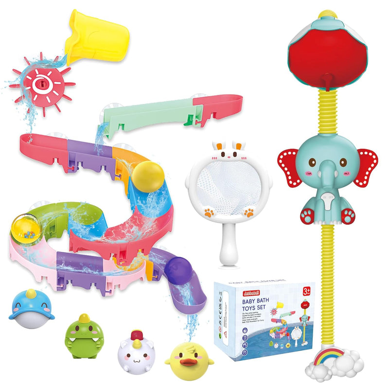 Toddler Bath Toys, Baby Bath Tub Toys With Slide Track And Elephant Shower