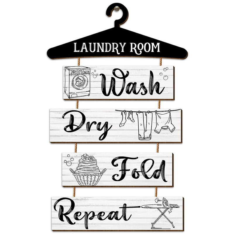 5 Pieces Laundry Room Wall Sign Rustic Laundry Room Rules Hanging Sign Wooden