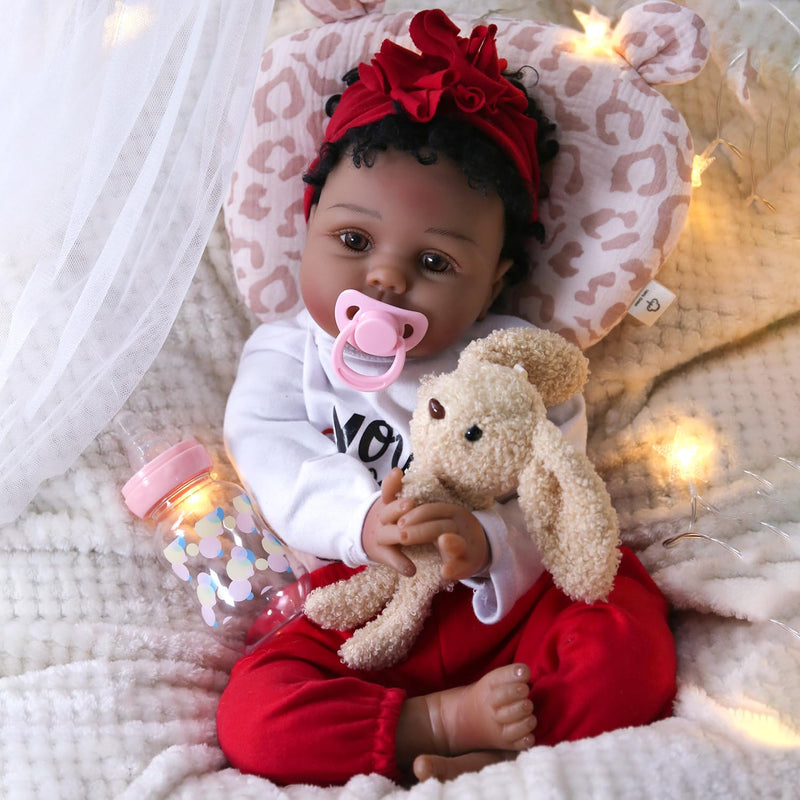 Reborn Baby Dolls Black, 22 Inches Newborn Baby Girl Doll, Realistic Africa