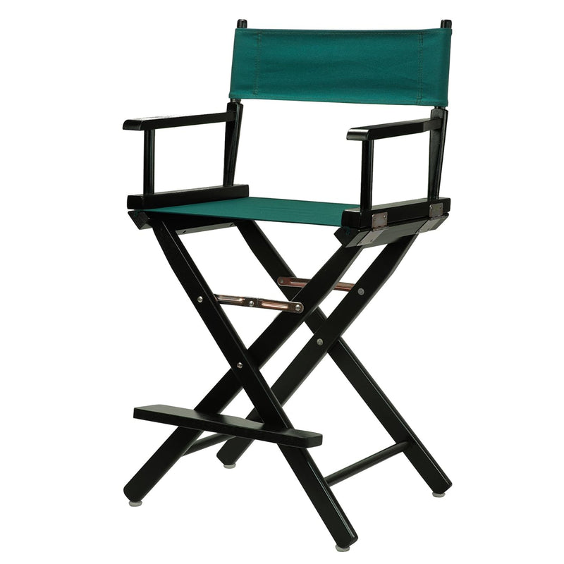 24" Director'S Chair Black Frame-With Hunter Green Canvas, Counter Height