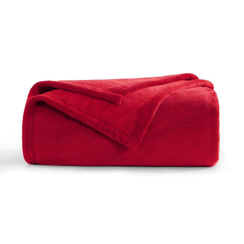 Fleece Throw Blanket Single - Plush Fuzzy Flannel Blanket Red For Single Size