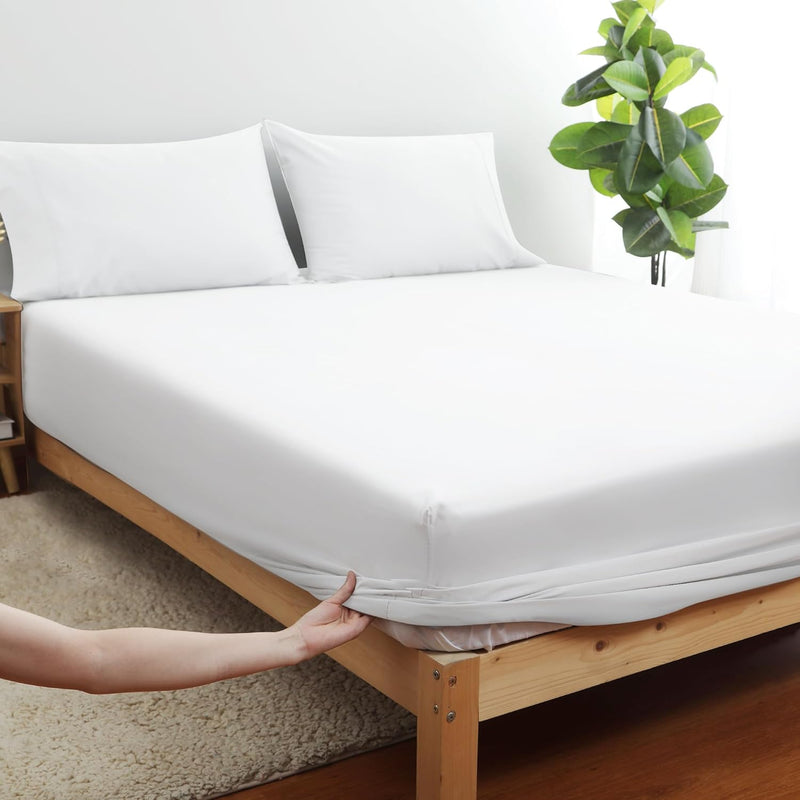 Fitted Sheet Queen Size Cotton, 15" Deep Pocket Queen Bed Sheet By 100% Egypti