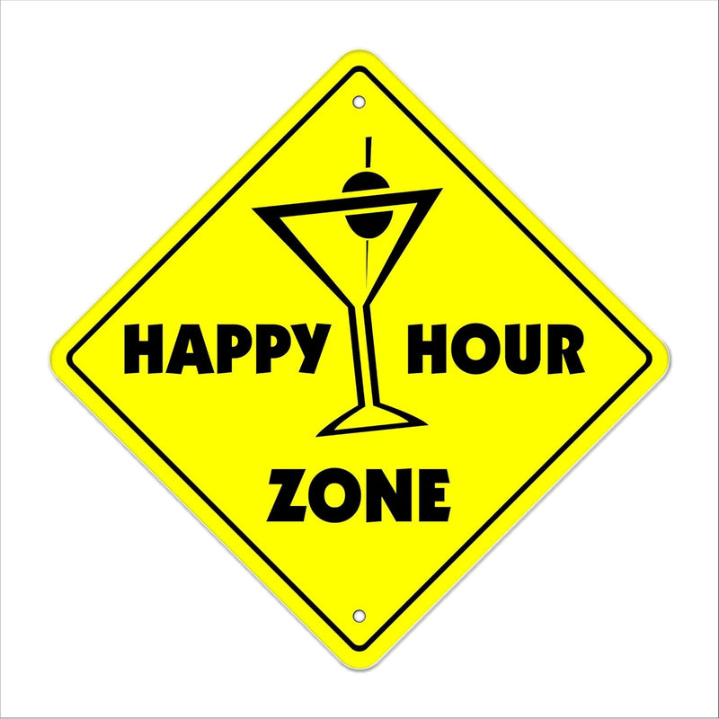 Happyhour Crossing Sign Zone Xing | Indoor/Outdoor | 12" Tall Plastic Sign Bar
