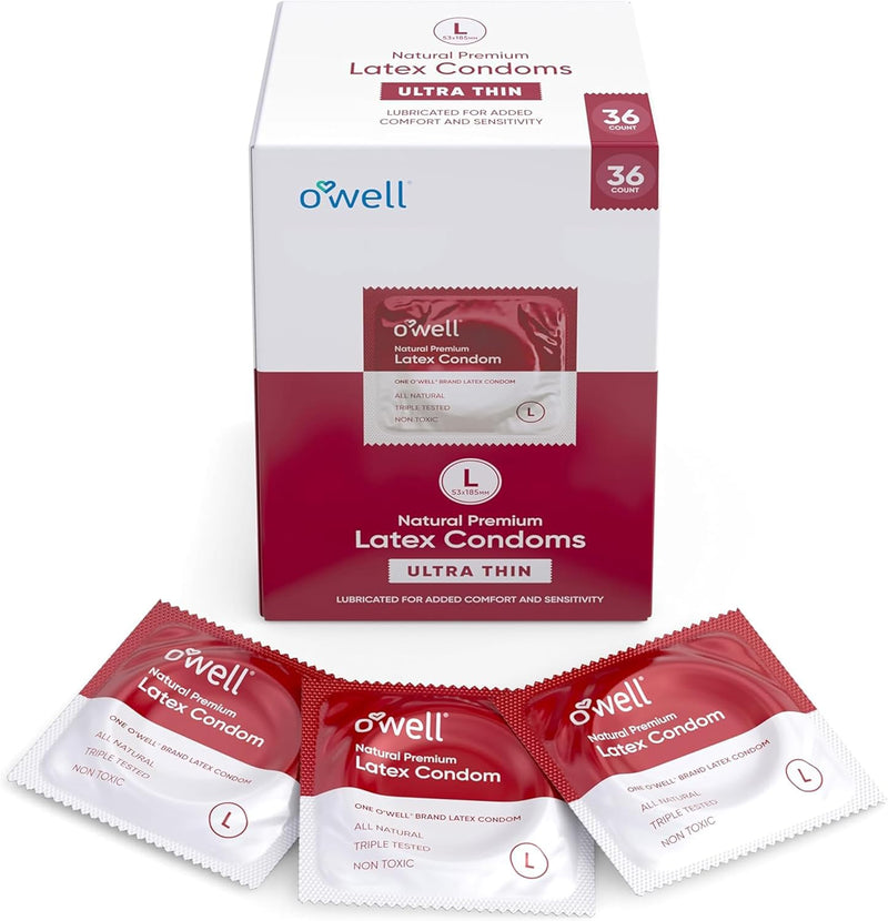 Premium Ultra-Thin Latex Condoms – 36 Count, Large Size with Silicone Lubricant