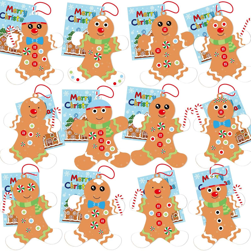 12 Pack Foam Gingerbread Man Craft Kits with Self-Adhesive Stickers