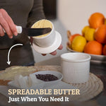 French Butter Crock with Lid, Get on Demand Spreadable Butter, Ceramic Butter Keeper to Leave on Counter with Water Line, White