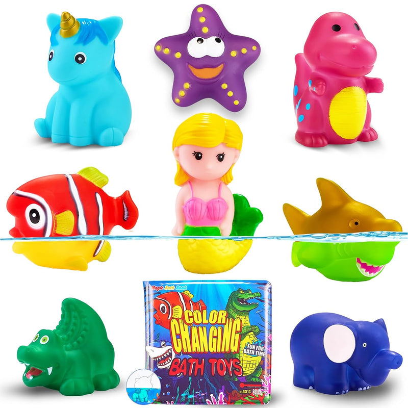 Color Changing No Hole Bath Toys For Toddlers Kids, Color Change Rubber Ani