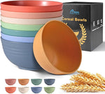 Unbreakable Wheat Straw Cereal Bowls - Microwave & Dishwasher Safe Soup and Salad Bowls, Set of 8, 26oz, BPA Free, Multicolor