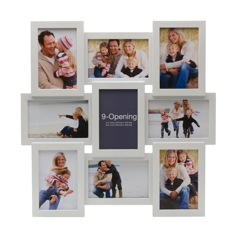 18 X 18 Inch 9 Opening Photo Collage Frame, Displays Four 4X6 And Five 6X4 Inc