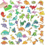 Dinosaur Diamond Art Sticker Kit for Kids, DIY Gem Craft Set with 4 Dinosaur Designs