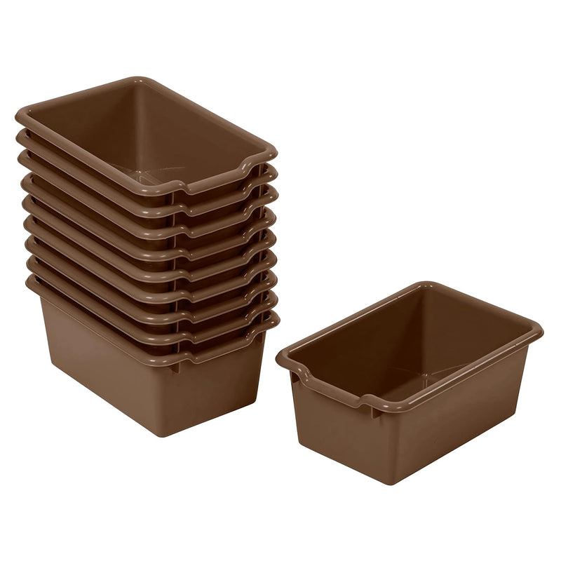 Scoop Front Storage Bins, Multipurpose Organization, Chocolate, 10-Piece