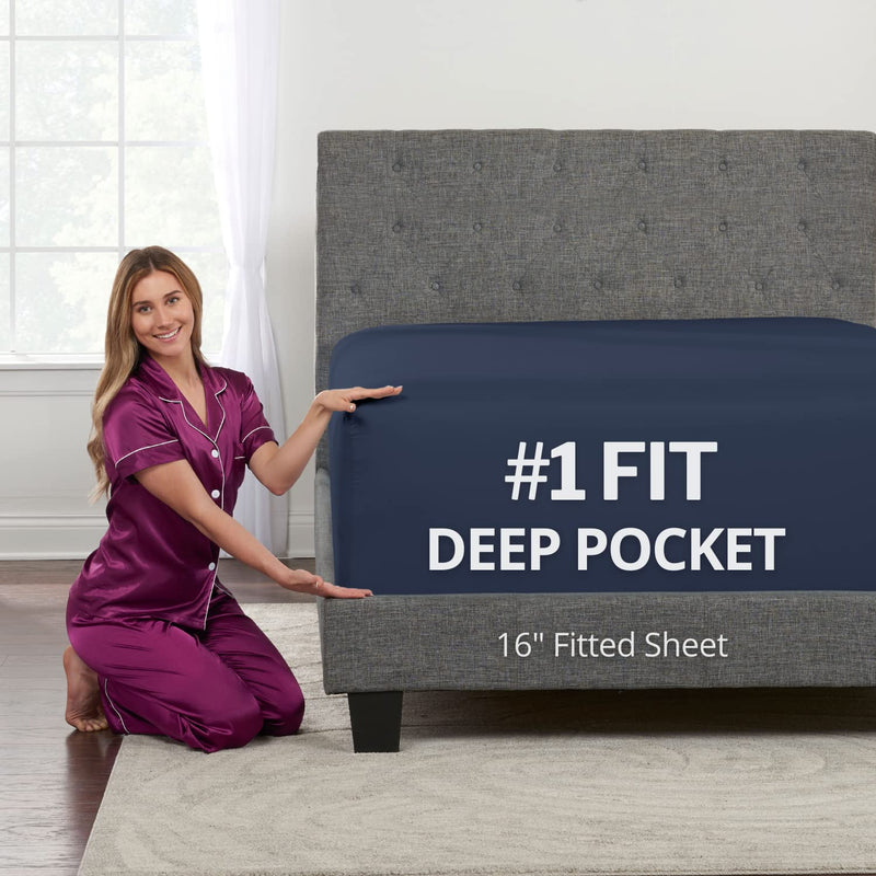 Queen Size Fitted Sheet Only - Real 16” Inch Deep Pocket Queen Fitted Sheet -