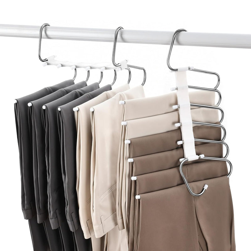 Upgraded Pants Hangers Space Saving, 6 Layers Clothes Rack, Stainless Steel Mult