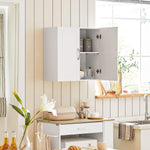 Bathroom Kitchen Wall Cabinet, Garage or Laundry Room Wall Storage Cabinet, White Stipple, Linen Tower Bath Cabinet, Cabinet with Shelf, White FRG231-W