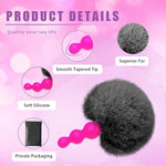 Small Rabbit Tail Anal Plug?Silicone Anal Sex Toys For Beginners?Butt Plug For Cospaly?Small Size For Long Time Comfortable Wear (Black)