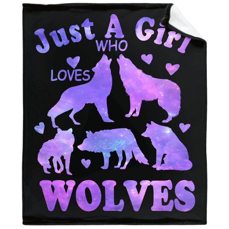Wolf Blanket Stuffed Just Girl Who Loves Wolves Plush Gift For Kid Women Toddl