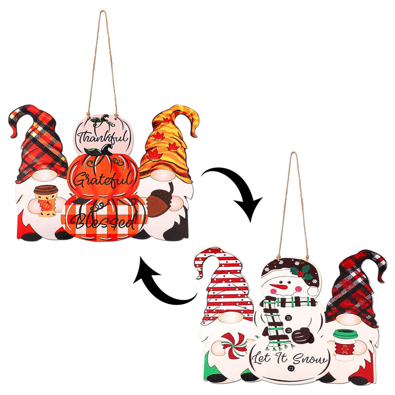 Double-Sided Thanksgiving Door Decoration Or Christmas Door Ornament, Thankful