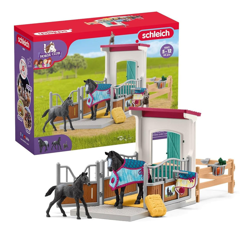 Schleich Horse Club — 34-Piece Stall Playset, Stable Play Set Extension wit