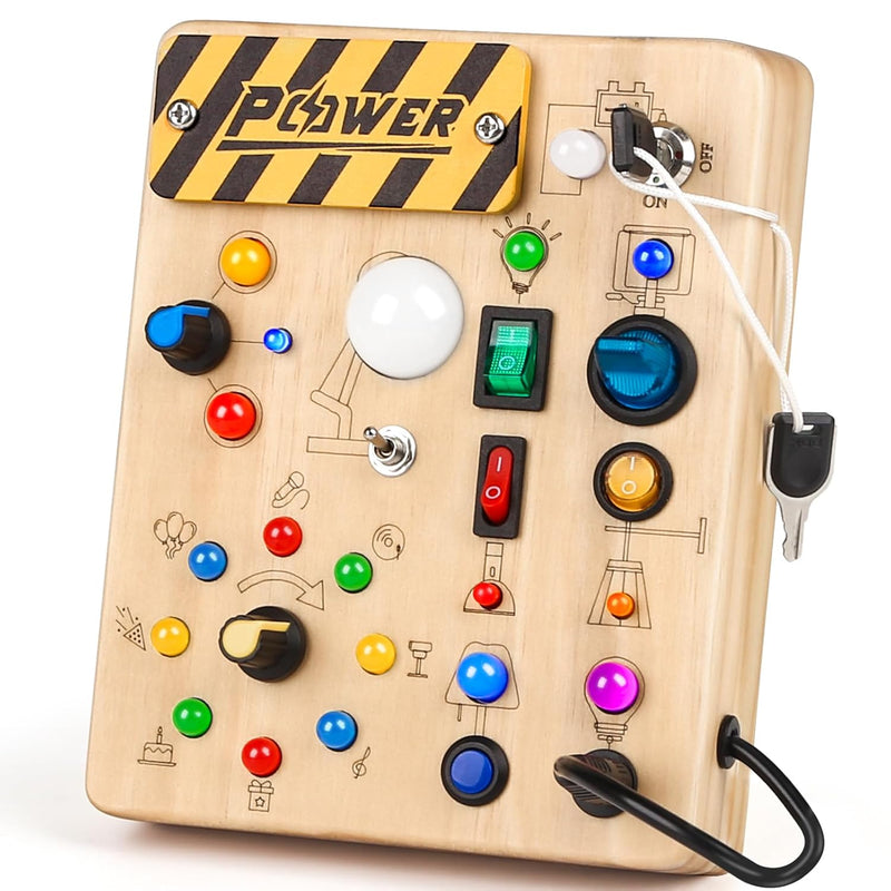 Montessori Toddler Busy Board, 19 Led Wooden Sensory Board Educational Toys