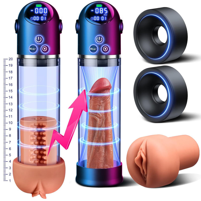 Electric Penis Pump Sex Toys - Automatic Penis Extender With 4 Suction Modes, Led Display Dick Vacuum Pump For Ed Penis Extension Enlargement Trainer, Male Masturbator With Realistic Pocket Pussy