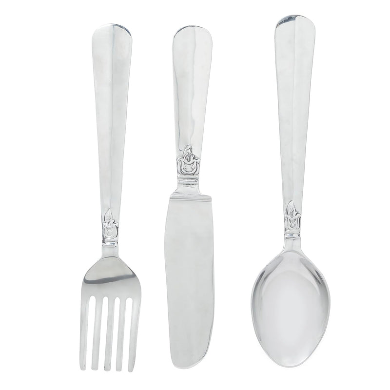 Aluminum Utensils Knife, Spoon And Fork Wall Decor, Set Of 3 8"W, 35"H, Silver
