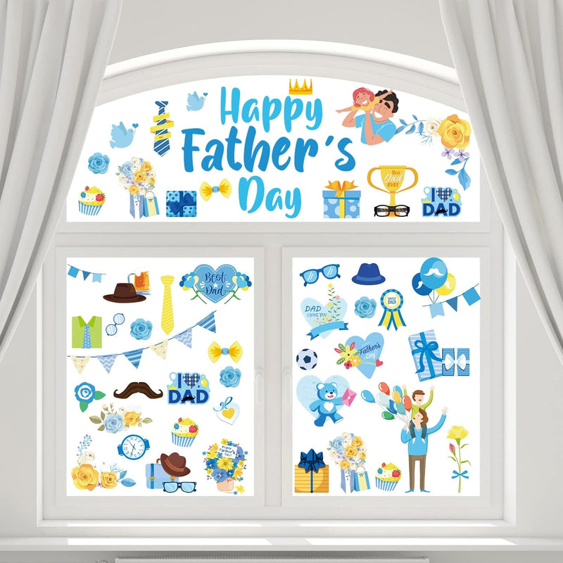 65Pcs Father'S Day Window Clings Decoration Dad’S Day Window Stickers Happy Fa