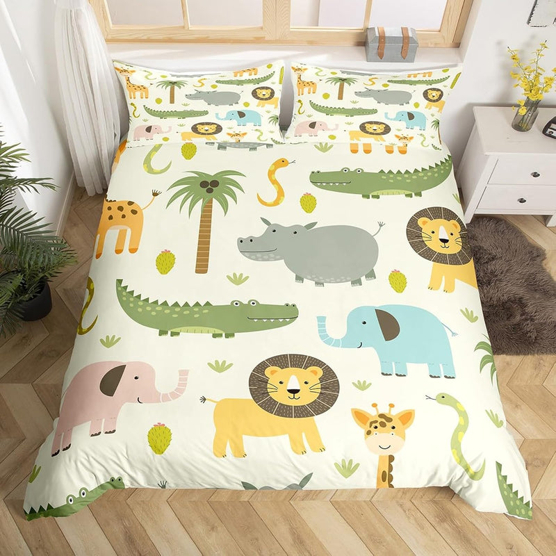 Nursery Cute Wild Animals Bedding Set For Girls Boys Child Kids Cartoon Lion G