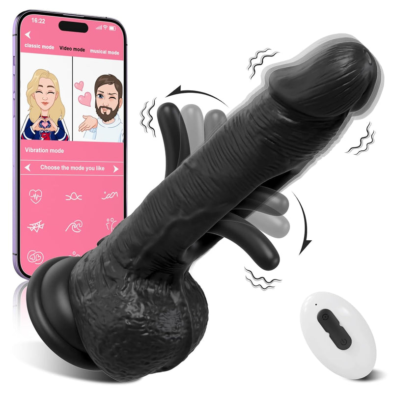 Flapping Dildo Sex Toys For Women, Realistic Vibrator For Remote & App Control G Spot Vibrator With 9 Flapping 9 Vibration Modes Anal Stimulation, Adult Toys For Famale Couple-Black