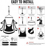 360° Adjustable Couples Suspension Swing with Padded Seat and Ceiling Mount Kit