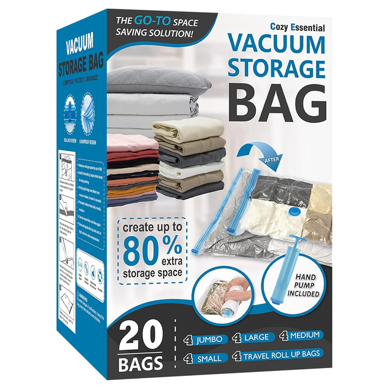 20 Pack Vacuum Storage Bags, Space Saver Bags (4 Jumbo/4 Large/4 Medium/4 Small/