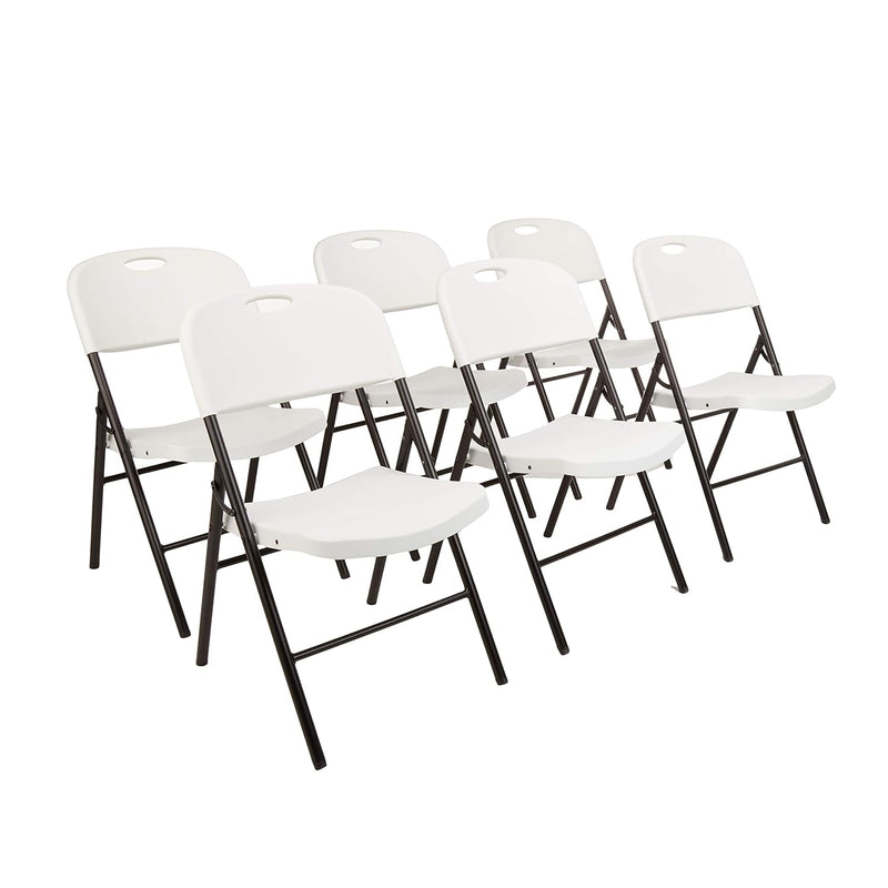 Folding Plastic Chair With 350-Pound Capacity - 6-Pack, White