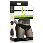 Strap-U Lace Envy Crotchless Panty Harness With Universal O-Ring That Fits Any Strap-On Dildo. Pegging Toys Sex Harness For Women. Machine Washable, Spandex & Nylon, 3Xl (39-44 Waist), Black